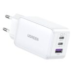 Ugreen Φορτιστής Χωρίς Καλώδιο Nexode USB-A+2*USB-C 65W GaN Tech Fast Charger Λευκός 15334