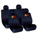 Σετ Καλύμματα Αυτοκινήτου 8τμχ Βελουτέ 13694 Μαύρα/Κόκκινο Autoline