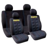 Σετ Καλύμματα Αυτοκινήτου 8τμχ Βελουτέ Μαύρο/Μπλε 13696 Autoline