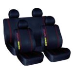 Σετ Καλύμματα Αυτοκινήτου 8τμχ Βελουτέ Μαύρο/Κόκκινο 13695 Autoline