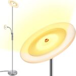 PAKFUNG Μοντέρνο Dimmable LED Φωτιστικό Δαπέδου Υ180xΜ25εκ. με Ρυθμιζόμενο Θερμό Λευκό Φως 18 W (+5W) / 3000 K / 1620 LM (+450LM) σε Νίκελ Χρώμα