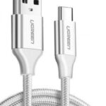 Ugreen Braided US288 USB 2.0 Cable USB-C male - USB-A male Λευκό 3A Fast Charge 1m 60131