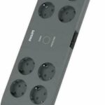 Πολύπριζο Ασφαλείας 8 Θέσεων με Διακόπτη και Καλώδιο 2m Γκρι SPN3180A-GRS Philips