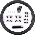 Σετ Πεταλιέρες - Κάλυμμα Τιμονιού 38cm -Πόμολο & Καπάκια Βαλβίδων Αυτοκινήτου Universal Μαύρο 7τμχ 21958 Autoline