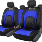 Σετ Καλύμματα Αυτοκινήτου 4τμχ Δερματϊνη - Υφασμα ΧΡΩΜΑ ΜΑΥΡΟ-ΜΠΛΕ ΜΕ ΛΕΥΚΟ ΛΟΓΟΤΥΠΟ SPC3500BL SPARCO