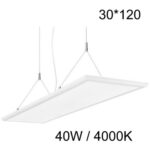 GBL ΣΕΤ 2 Τεμαχίων Παραλληλόγραμμο Κρεμαστό LED Panel Αλουμινίου Ισχύος 40W / 4000K / 4000 LM με Ρυθμιζόμενο Λευκό Φως DALI Dimming 120x30εκ. 30120UD-40DH