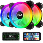 GIM KB-23 Gaming Triple ARGB Black Case Fan (3x120mm) Quiet, Speed Adjustable, Lighting Modes, Music Rhythm Modes for PC with Hub Controller, Remote and M/B SYNC, με Σύνδεση 6-Pin