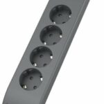 Philips SPN3140A/10 Πολύπριζο Ασφαλείας 4 Θέσεων με Διακόπτη και Καλώδιο 2m Γκρι