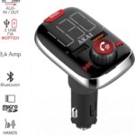 FM TRANSMITTER AND BLUETOOTH V5 HANDSFREE CAR KIT, AUX-IN/OUT, MICRO SD, 2 x USB FMT-74BT AKAI