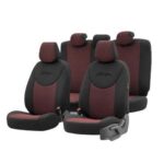 Μπροστινά Καλύμματα Αυτοκινήτου 11τμχ Βαμβακερά Attraction Design Μαύρα/Κόκκινα ATR-1302 Otom