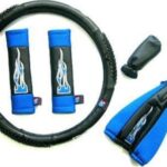 Κάλυμμα Τιμονιού Αυτοκινήτου Flame Medium με Διάμετρο 38εκ. από Δερματίνη Μπλε 12139 Auto Gs