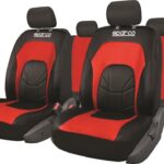 Σετ Καλύμματα Αυτοκινήτου 4τμχ Δερματίνη -Υφασμα ΧΡΩΜΑ ΜΑΥΡΟ-ΚΟΚΚΙΝΟ ΜΕ ΛΕΥΚΟ ΛΟΓΟΤΥΠΟ SPC3500RD SPARCO