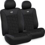 Καλύμματα Μπροστινά Αυτοκινήτου 2τμχ Πολυεστερικό ΜΑΥΡΟ ΜΕ ΛΕΥΚΟ ΛΟΓΟΤΥΠΟ SC2F050BW MOMO