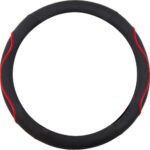 Κάλυμμα Τιμονιού Αυτοκινήτου Wavy με Διάμετρο 38εκ. από Δερματίνη Μαύρο/Κόκκινο 14145 Autoline