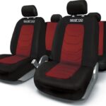 Σετ Καλύμματα Αυτοκινήτου 4τμχ Πολυεστερικό Υφασμα ΧΡΩΜΑ ΜΑΥΡΟ-ΚΟΚΚΙΝΟ ΜΕ ΛΕΥΚΟ ΛΟΓΟΤΥΠΟ SPC1019RS SPARCO