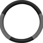 Κάλυμμα Τιμονιού Αυτοκινήτου με Διάμετρο 38εκ. Δερμάτινο Μαύρο/Γκρι 13795 Autoline