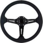 Autoline Τιμόνι Αυτοκινήτου Τριάκτινο με Διάμετρο 35cm Βαθύ Μαύρο/Μαύρο 14454