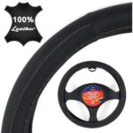 Κάλυμμα Τιμονιού Αυτοκινήτου με Διάμετρο 38εκ. Δερμάτινο Γκρι με Γκρι Ραφή 14551 Autoline