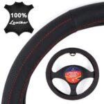 Κάλυμμα Τιμονιού Αυτοκινήτου με Διάμετρο 38εκ. Δερμάτινο με Κόκκινη Ραφή 14550 AUTOLINE