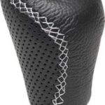 Πόμολο Ταχυτήτων Οβάλ Τρυπητό με Άσπρες Ραφές με Σηκωτή ή Πατητή Όπισθεν Μαύρο 37120 Auto Gs