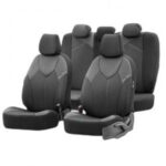 Σετ Καλύμματα Αυτοκινήτου 11τμχ Δερματίνη Signature Design Μαύρα/Λευκά SGT-2403 11802 Otom