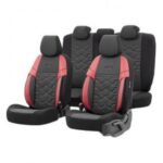 Σετ Καλύμματα Αυτοκινήτου 11τμχ Δερματίνη Hexa Design Μαύρα/Κόκκινα HEX-2801 11791 Otom