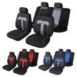 Σετ Καλύμματα Αυτοκινήτου 10τμχ Πολυεστερικά Μαύρο / Κόκκινο 14594 Autoline