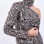 Mπλούζα animal print με έναν ώμο έξω