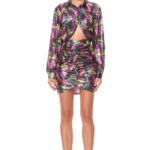 μίνι φούστα allover με σούρες εμπρός