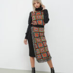 VINTAGE ΦΟΥΣΤΑ ΜΑΚΡΙΑ ΣΤΕΝΗ ΕΛΑΣΤΙΚΗ ΜΕ ΚΡΟΣΙΑ ΚΑΙ ΖΑΚΑΡ ΕΠΑΝΩΤΙΣΜΑ ΜΠΡΟΣΤΑ ΜΕ ΜΟΤΙΦ MULTICOLOR