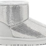Ugg Australia Δερμάτινα Παιδικά Μποτάκια Ασημί 1143708T Classic Mini Mirror Ball