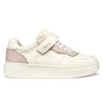 Casual Geox Παιδικά sneakers εκρού με σκρατς και κορδόνια  J55DVA 000BC C1M8W