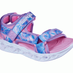 Skechers Παιδικά Πέδιλα Heart με Σκρατς και Φωτάκια Γαλάζια 302160L-LVMT